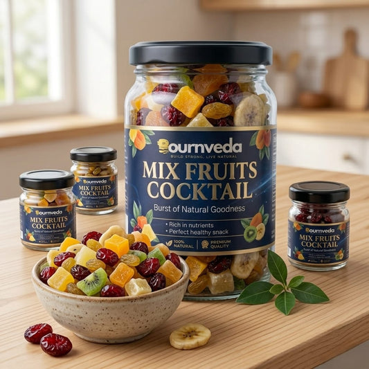Bournveda Dried Mix Fruits Cocktail | Premium Mixed Dried Fruits | Healthy Fruit Snack | Rich in Fiber & Antioxidants