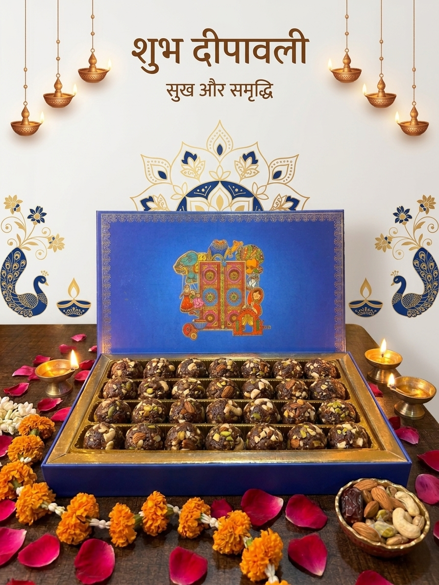 BOURNVEDA Premium Dry Fruit Laddu – 900g | No Added Sugar | Diwali Gift Hamper