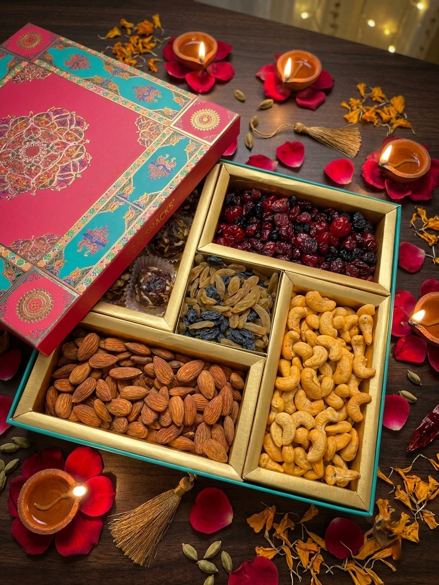 BOURNVEDA Premium Dry Fruits & Laddu Combo – 650g | Luxury Diwali Gift Hamper