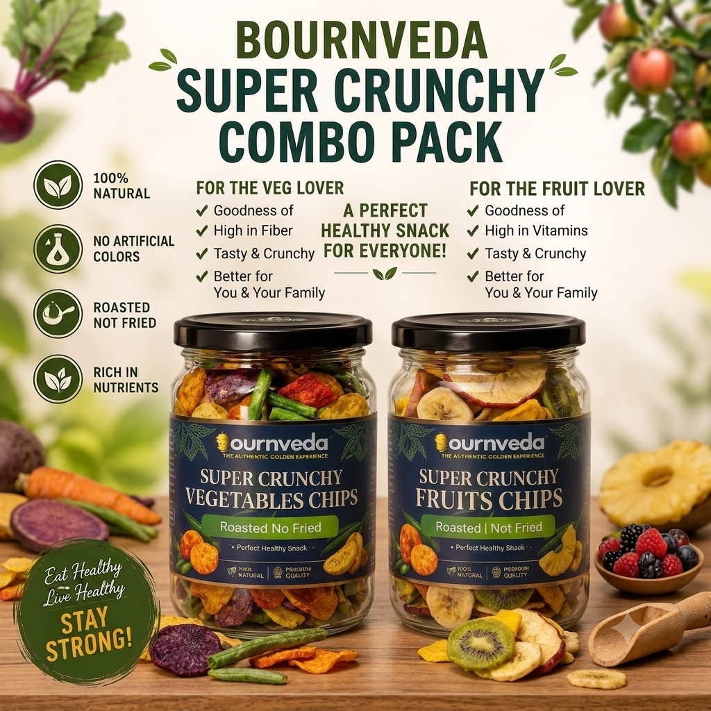 Bournveda Healthy Snacks Vegetables & Fruits Chips Combo