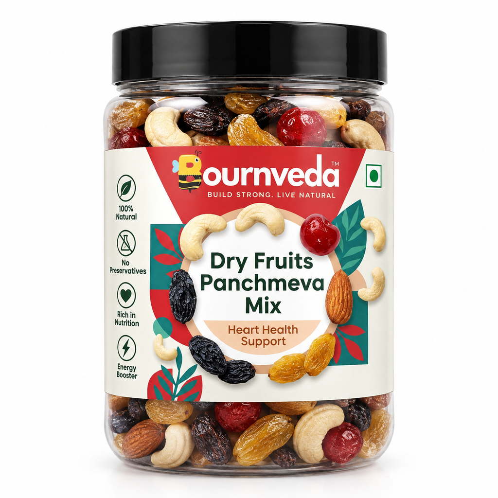 Bournveda Panchmeva Mix Dry Fruits | Premium Almonds, Cashews, Walnuts & Raisins | Healthy Energy Snack | Rich in Fiber & Antioxidants- 950g (Copy)